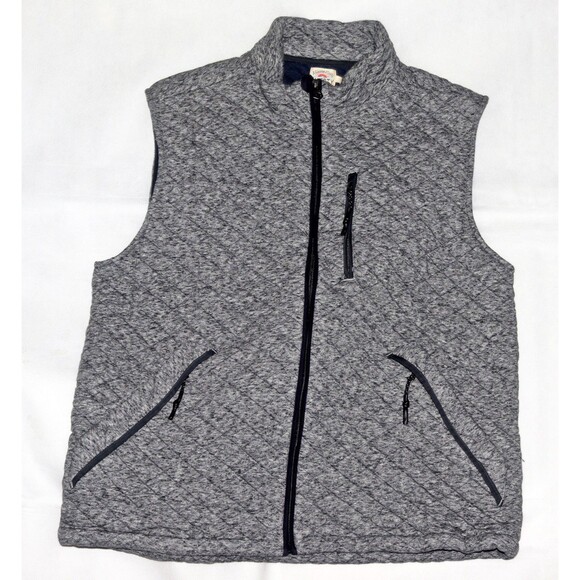 Faherty Epic Men's Quilted Full Zip Midweight Mock Neck Relaxed Gray Vest Size L - Picture 1 of 8